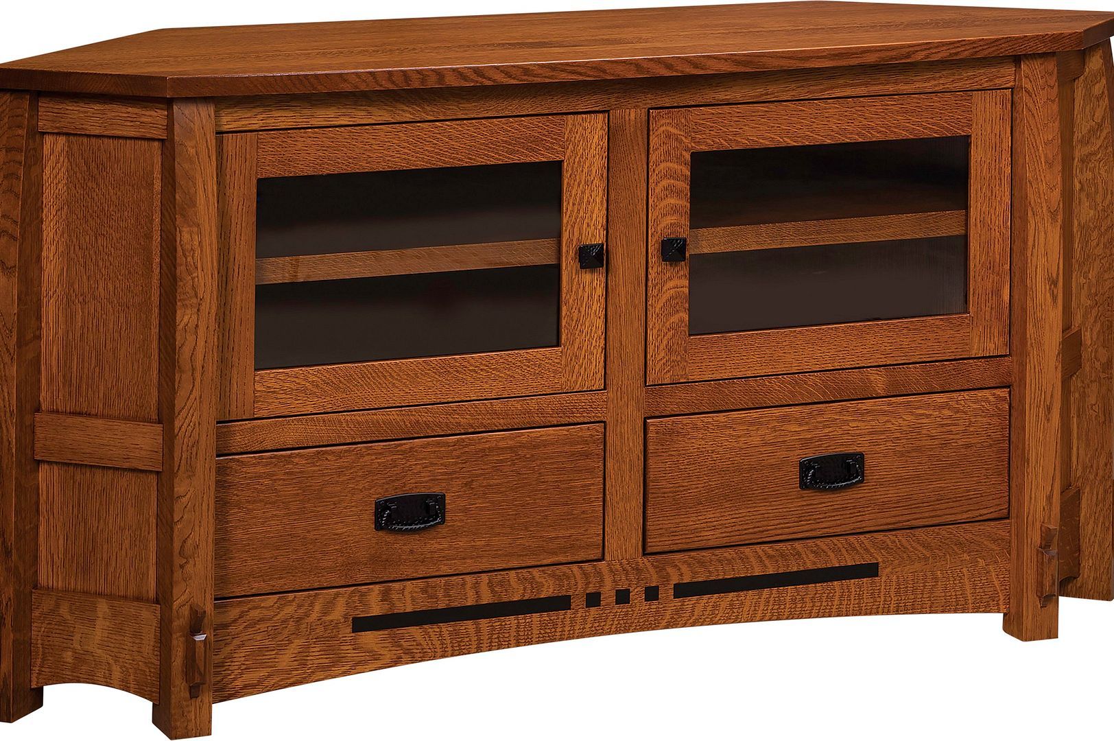 Amish Mission Colebrook Solid Wood Corner Tv Stand Console Pertaining To White Wood Corner Tv Stands (View 9 of 15)