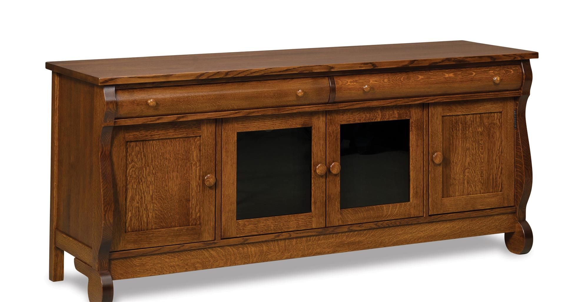 Amish Old Classic Sleigh Tv Stand With Four Doors And Two Throughout Classic Tv Cabinets (Photo 10 of 15)