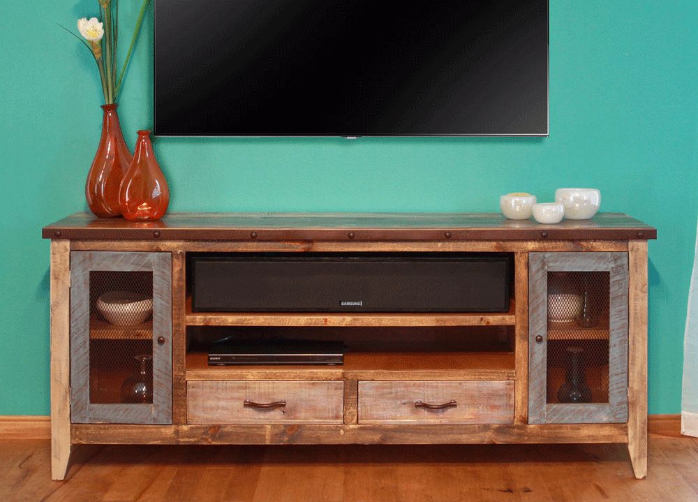 Antique Painted Tv Stand, Antique Tv Stand, Painted Tv Stand For Rustic Country Tv Stands In Weathered Pine Finish (View 3 of 15)