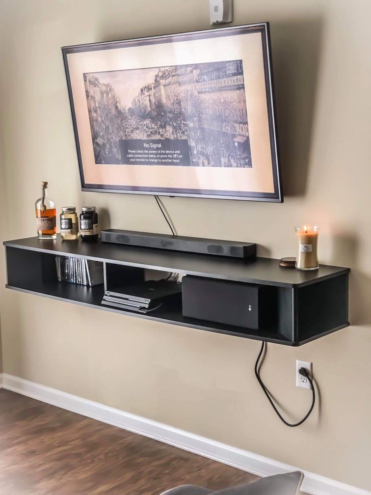 Apartment Ideas | Apartment, Wall Shelves, Mounted Tv Pertaining To Horizontal Or Vertical Storage Shelf Tv Stands (View 5 of 15)