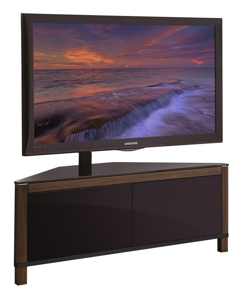 Apus 1100 Walnut Corner Cantilever Tv Stand In Cantilever Tv Stands (View 13 of 15)