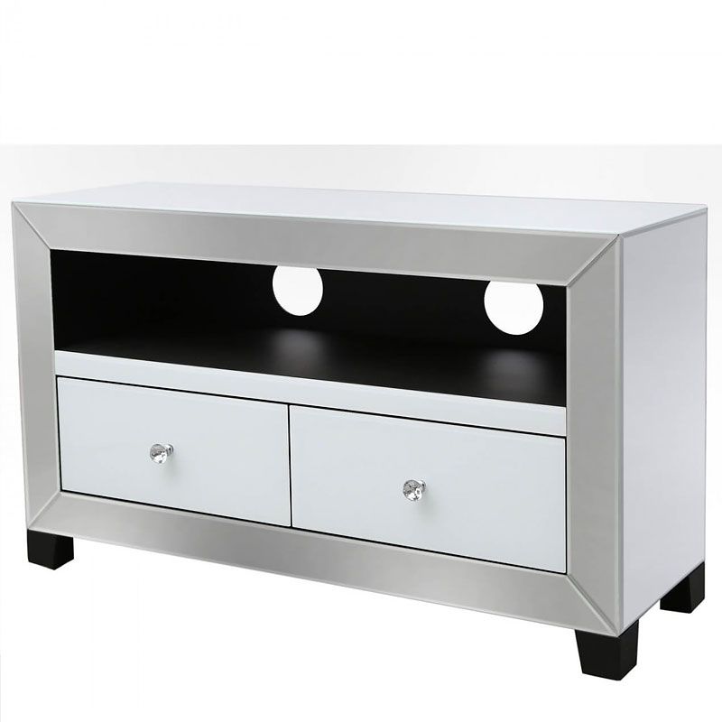 Arctic White Mirrored Glass Tv Stand Entertainment Unit In Mirrored Tv Unit (View 10 of 15)