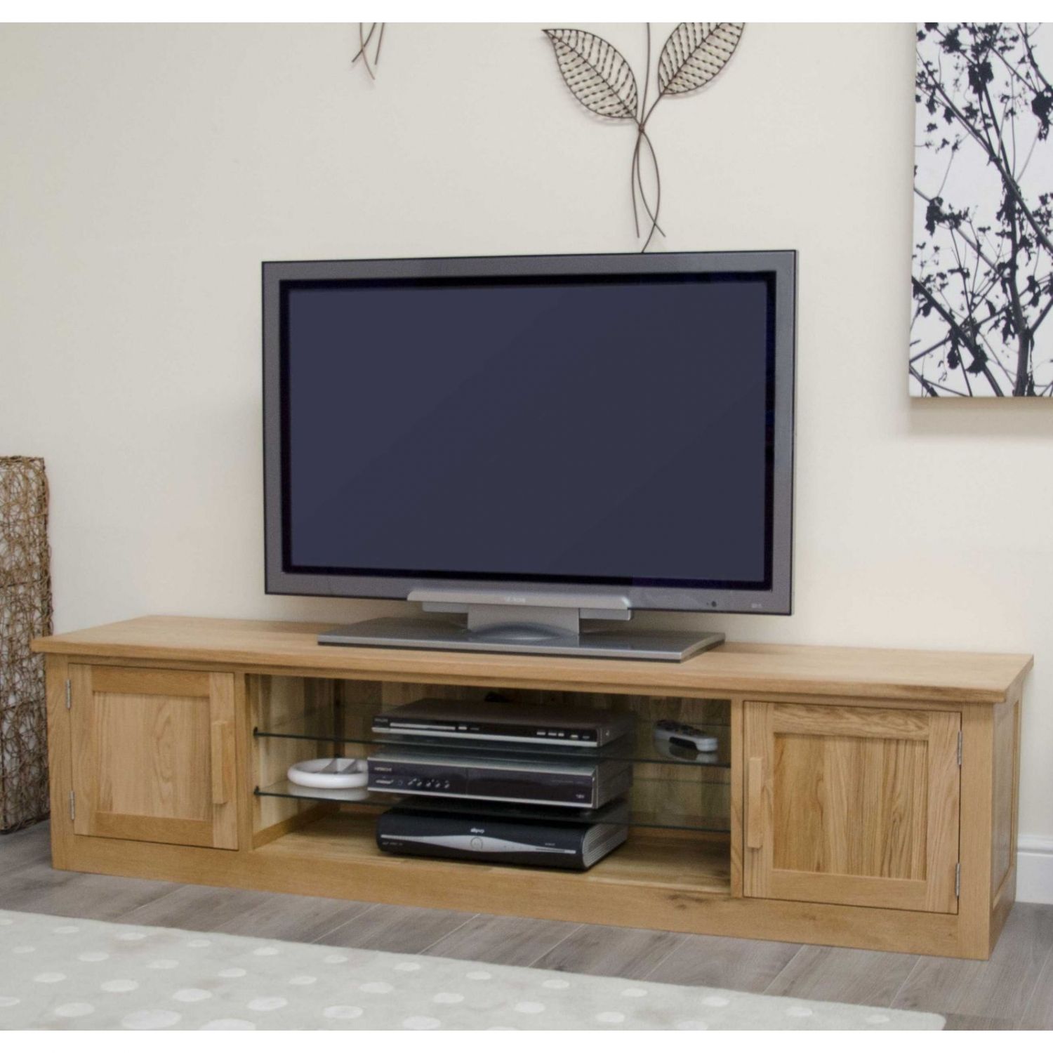 Arden Solid Oak Living Room Furniture Large Widescreen Tv With Regard To Large Oak Tv Cabinets (View 13 of 15)