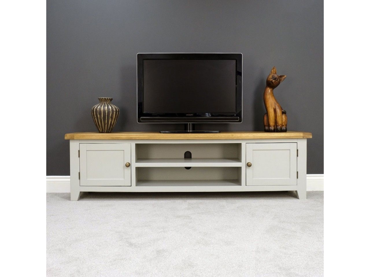 Arklow Grey Oak 180cm Extra Large Tv Unit | Tv Stand | Tv Intended For Dillon Oak Extra Wide Tv Stands (View 5 of 15)