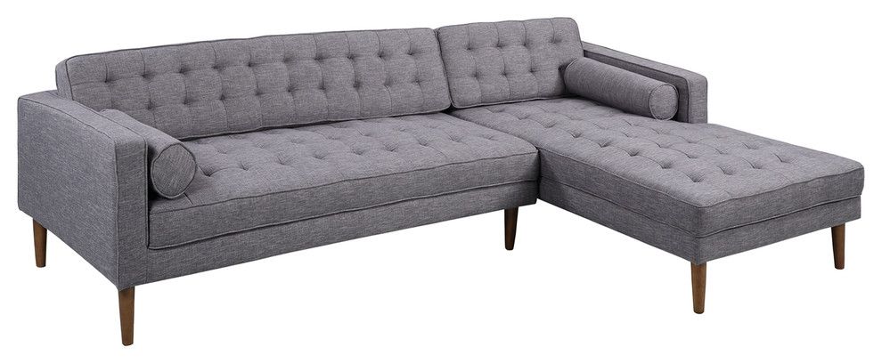Armen Living Element Chaise Sectional, Dark Gray Linen And Inside Element Right Side Chaise Sectional Sofas In Dark Gray Linen And Walnut Legs (View 6 of 15)