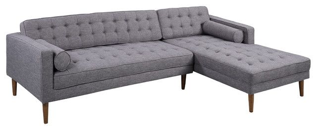 Armen Living Element Chaise Sectional, Dark Gray Linen And Inside Element Right Side Chaise Sectional Sofas In Dark Gray Linen And Walnut Legs (View 3 of 15)