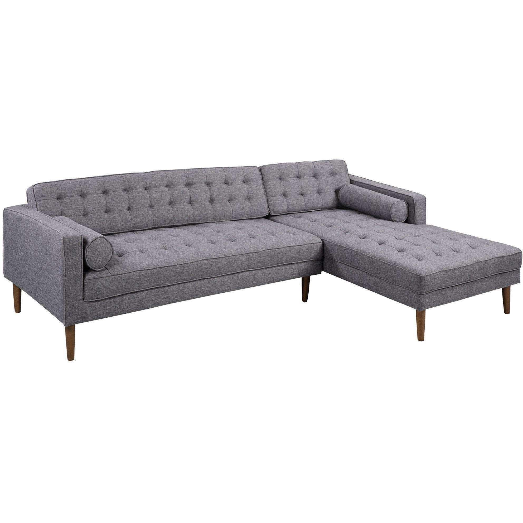 Armen Living Element Right Side Chaise Sectional In Dark With Element Right Side Chaise Sectional Sofas In Dark Gray Linen And Walnut Legs (View 1 of 15)