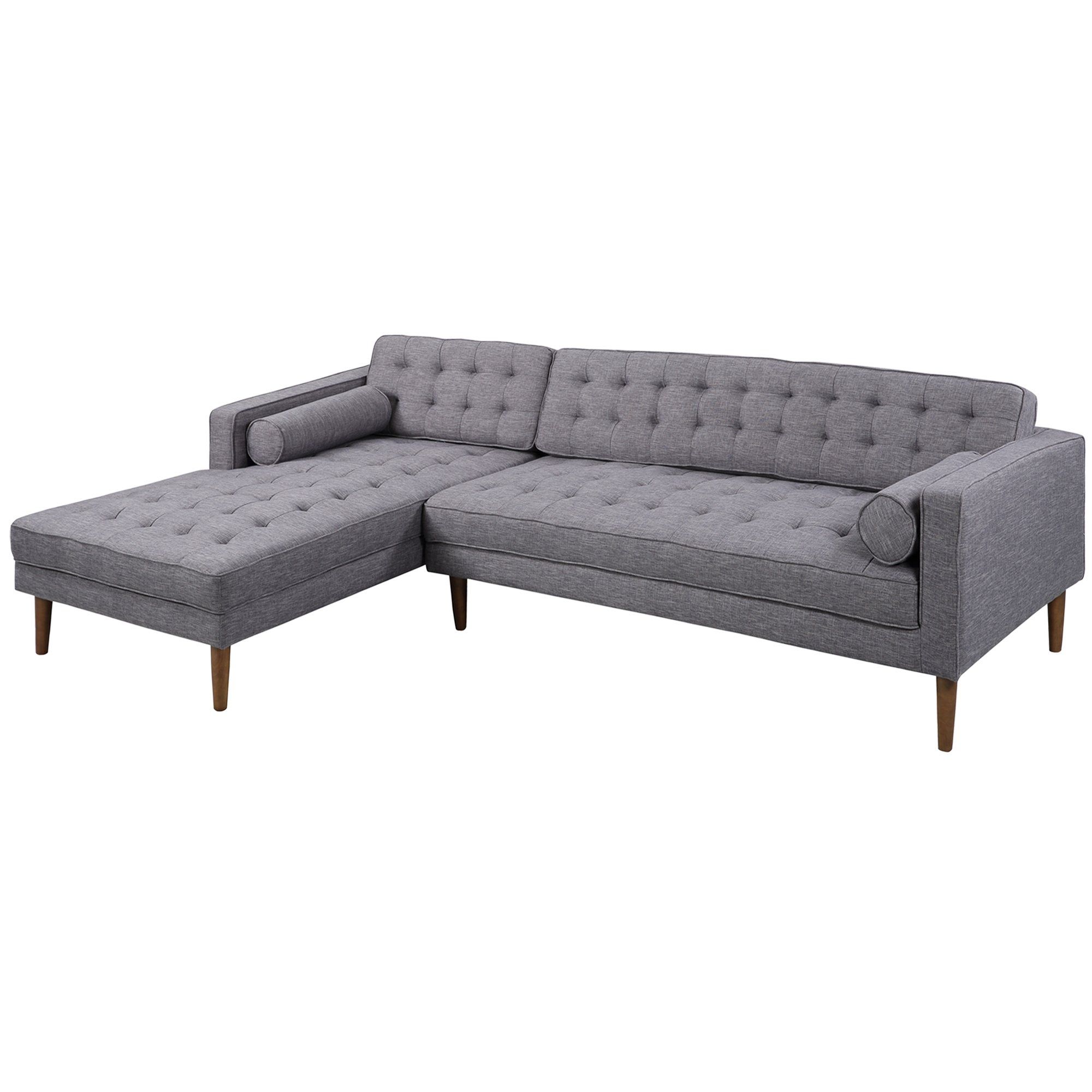 Armen Living Lcelchdgle Element Left Side Chaise Sectional Intended For Element Left Side Chaise Sectional Sofas In Dark Gray Linen And Walnut Legs (Photo 1 of 15)