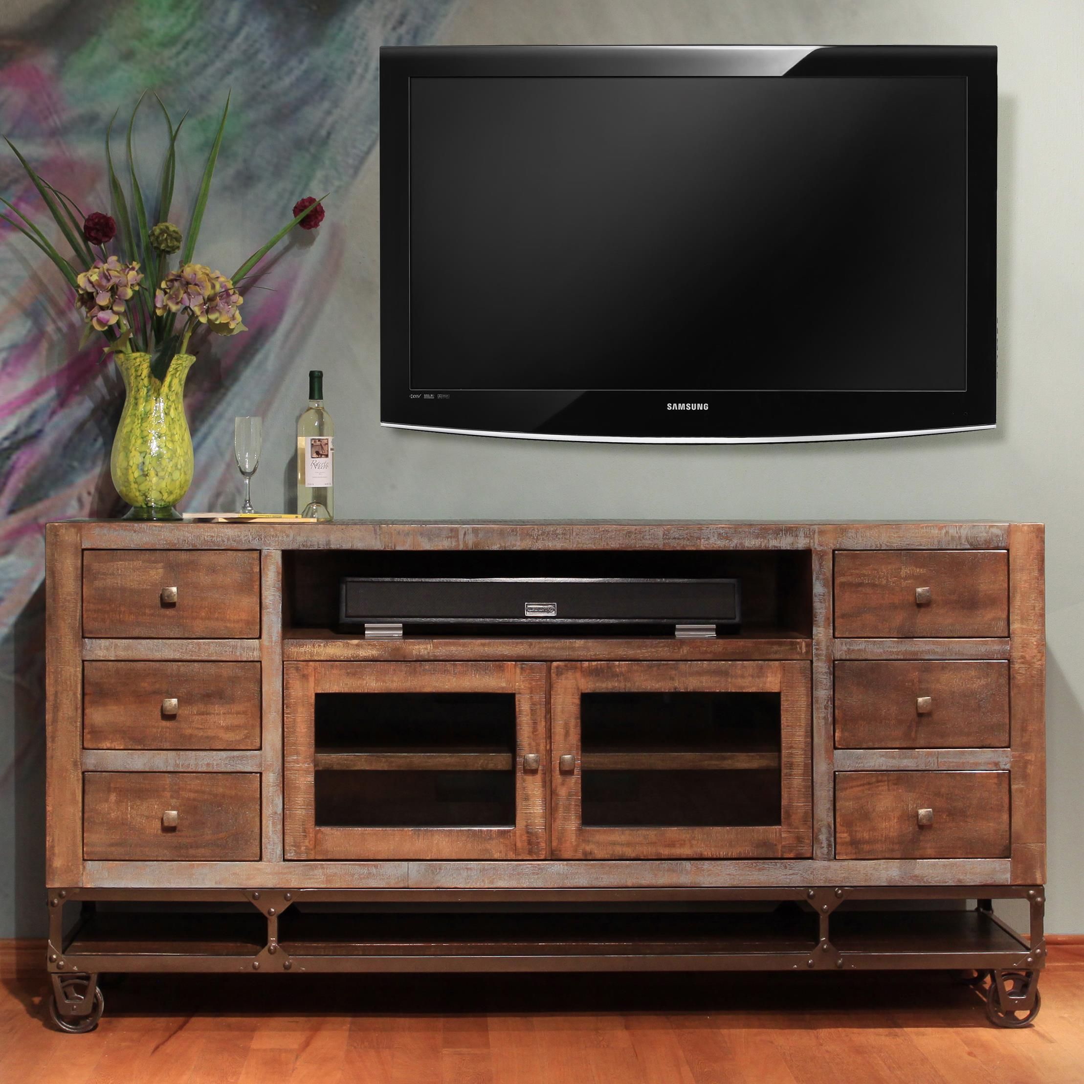 Artisan Home Urban Gold 76" Solid Wood Tv Stand | Suburban Regarding Dillon Tv Stands Oak (View 2 of 15)