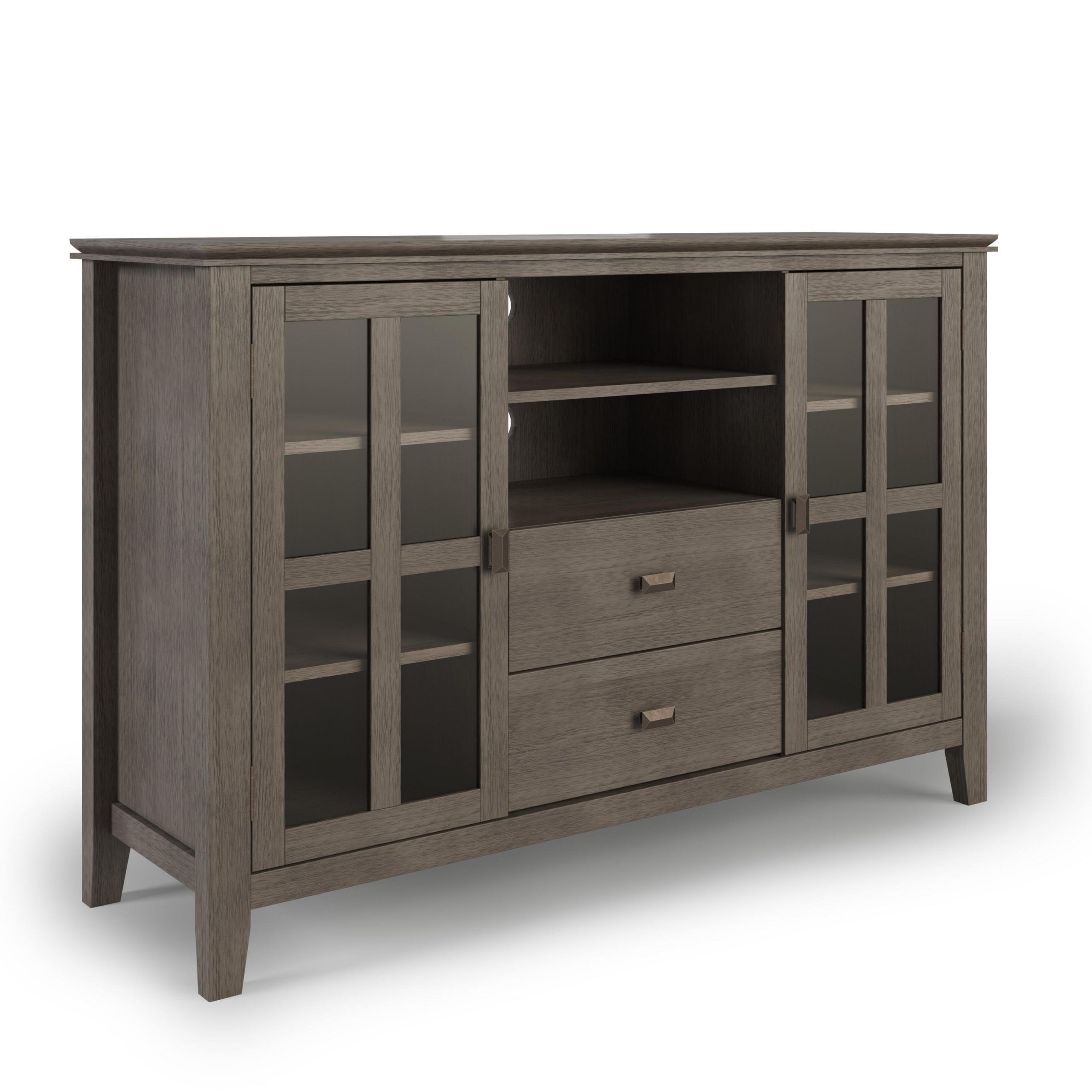 Artisan Solid Wood 53 Inch Wide Contemporary Tv Media In Grey Wooden Tv Stands (View 9 of 15)