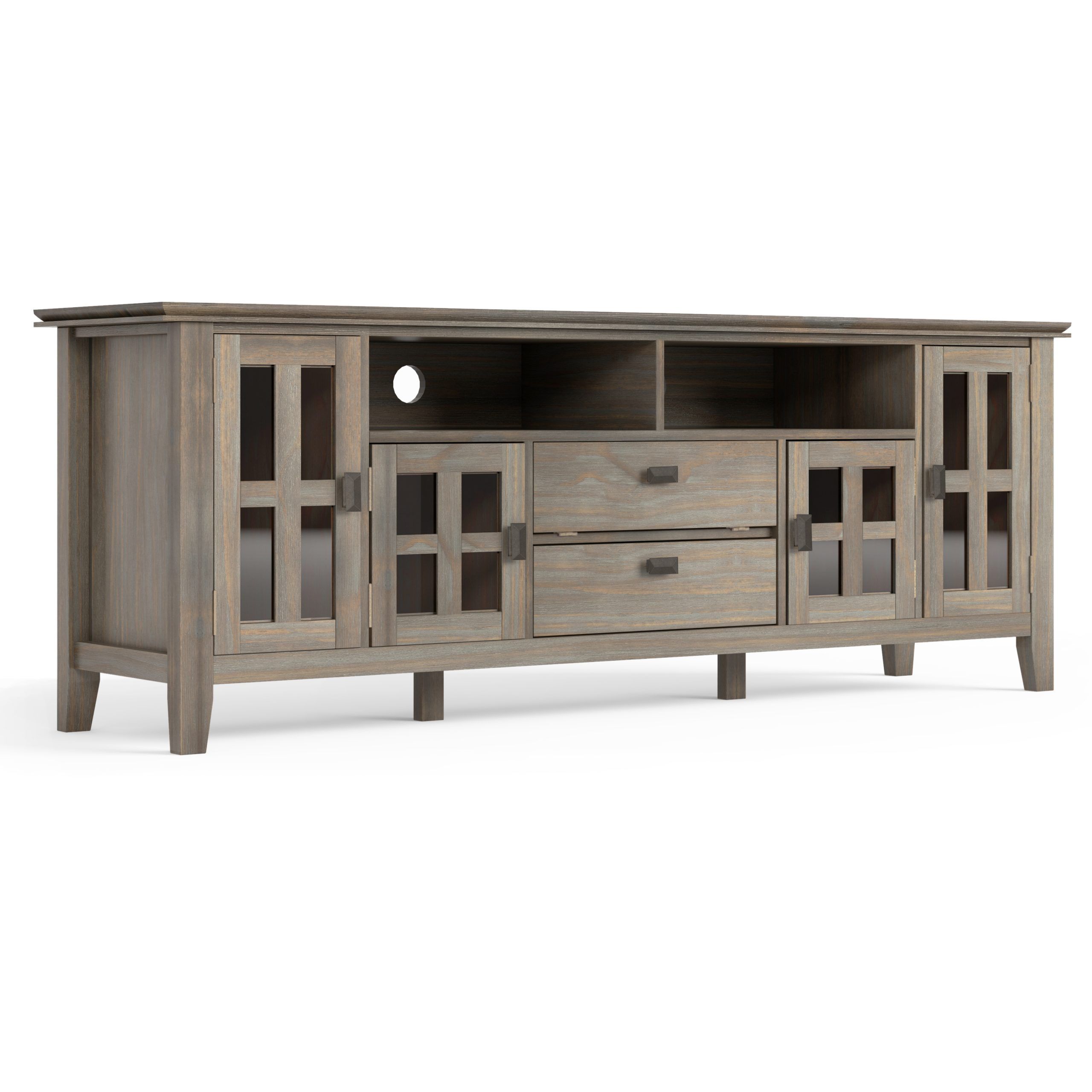 Artisan Solid Wood 72 Inch Wide Contemporary Tv Media In Bromley Extra Wide Oak Tv Stands (View 5 of 15)