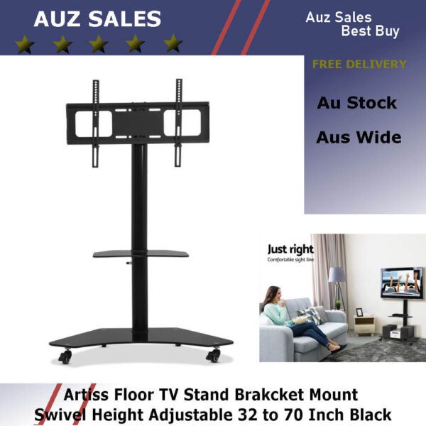 Artiss Floor Tv Stand Brakcket Mount Swivel Height In Swivel Floor Tv Stands Height Adjustable (Photo 9 of 15)