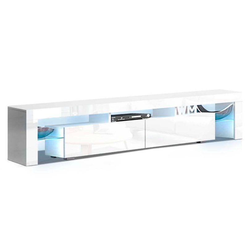 Artiss Tv Cabinet Entertainment Unit Stand Rgb Led Gloss Within 57&#039;&#039; Led Tv Stands With Rgb Led Light And Glass Shelves (View 9 of 15)