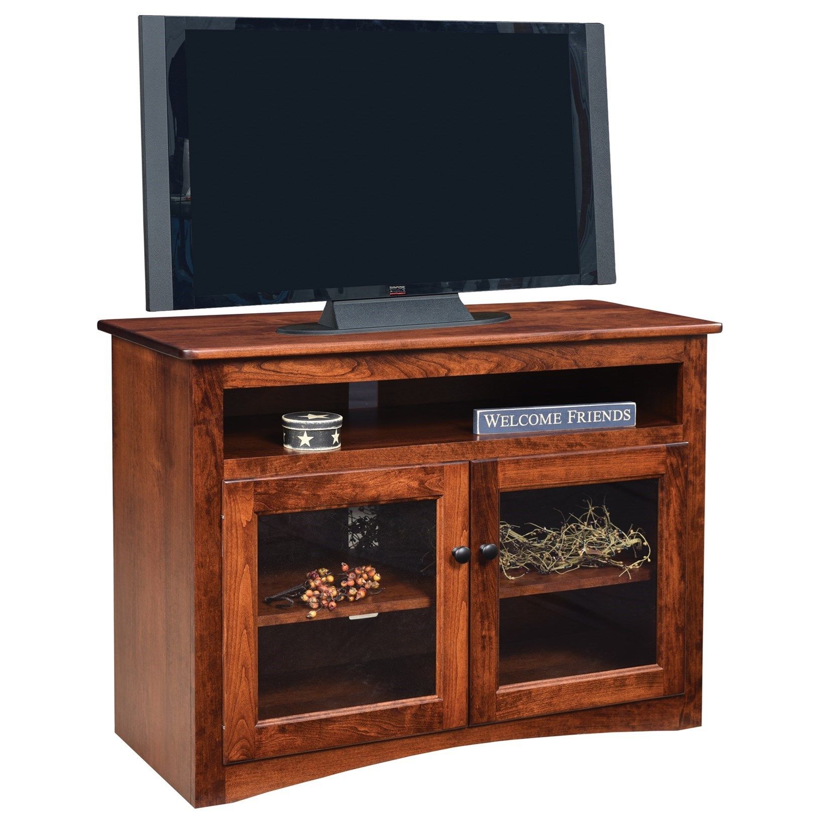 Ashery Oak Economy 40" Customizable Solid Wood Tv Stand Pertaining To Modern Tv Stands In Oak Wood And Black Accents With Storage Doors (View 3 of 15)