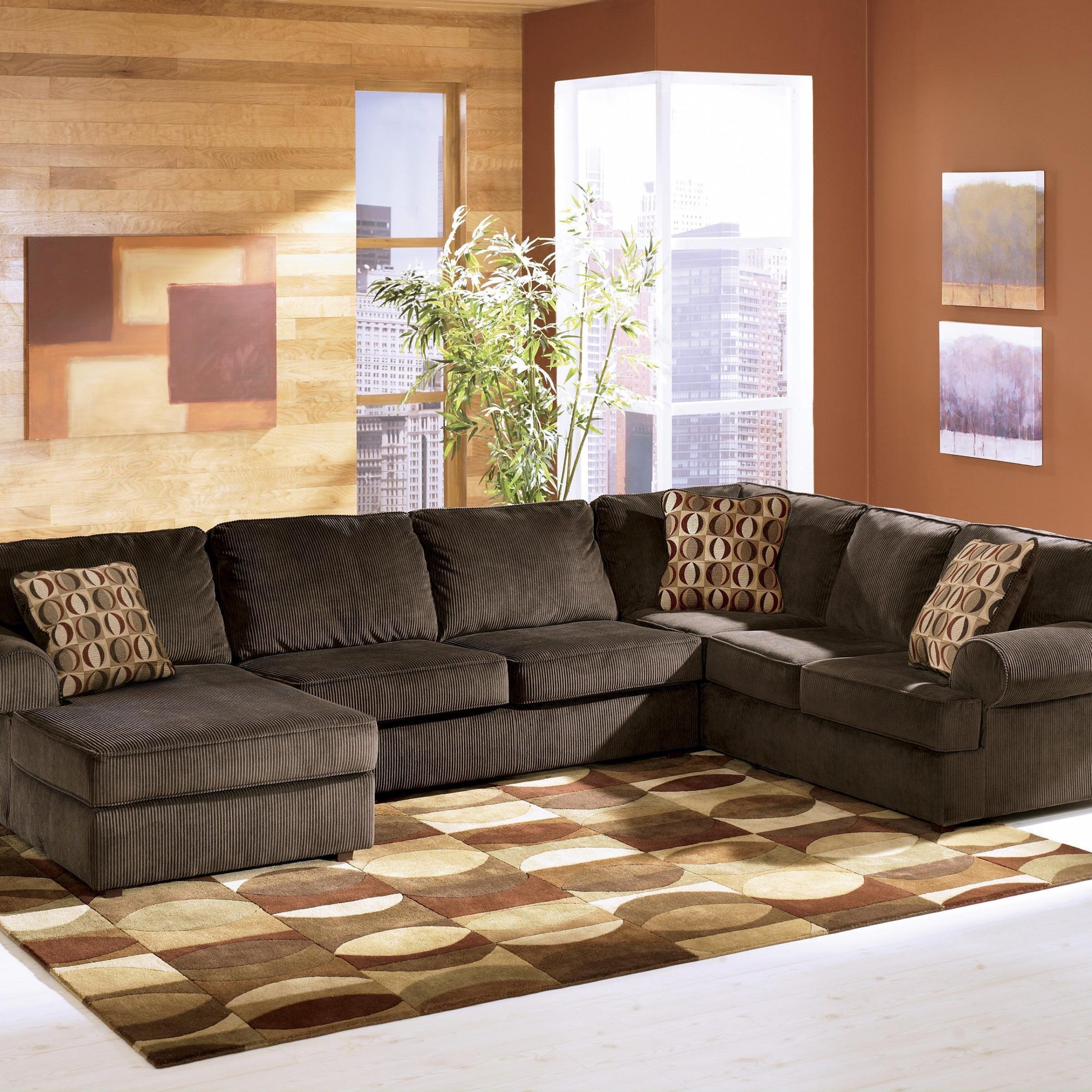 Ashley Furniture Vista – Chocolate Casual 3 Piece With 3pc Polyfiber Sectional Sofas (Photo 14 of 15)