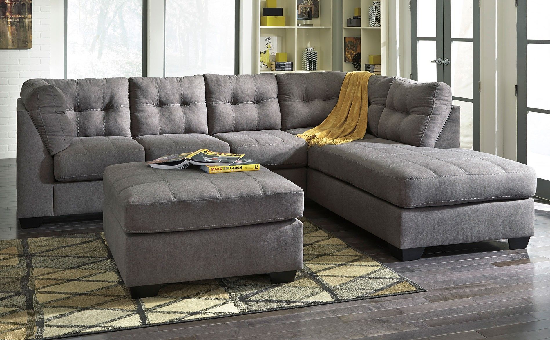 Ashley Maier Sectional With Right Arm Facing Chaise In 2pc Burland Contemporary Sectional Sofas Charcoal (View 13 of 15)
