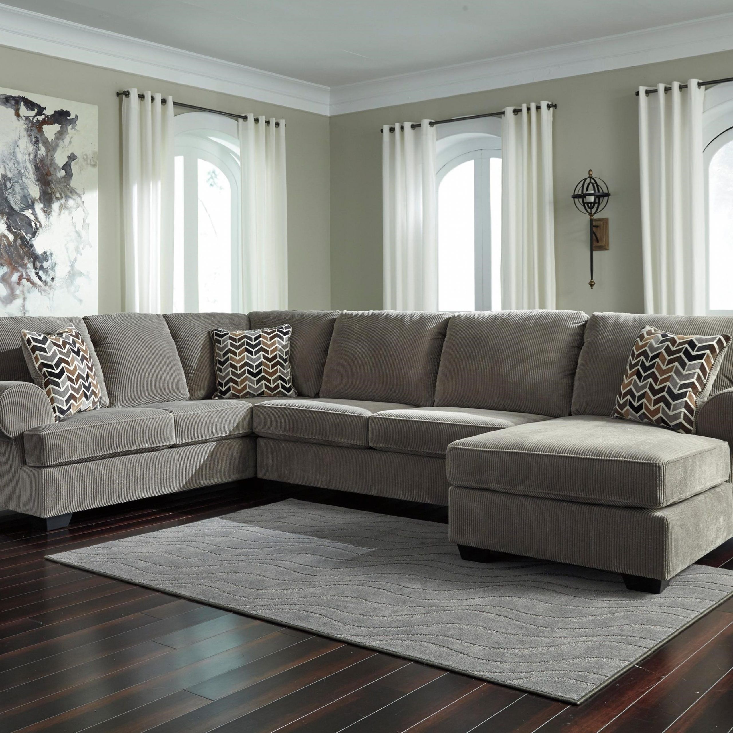 Ashley Signature Design Jinllingsly Contemporary 3 Piece Intended For 3pc Miles Leather Sectional Sofas With Chaise (View 12 of 15)