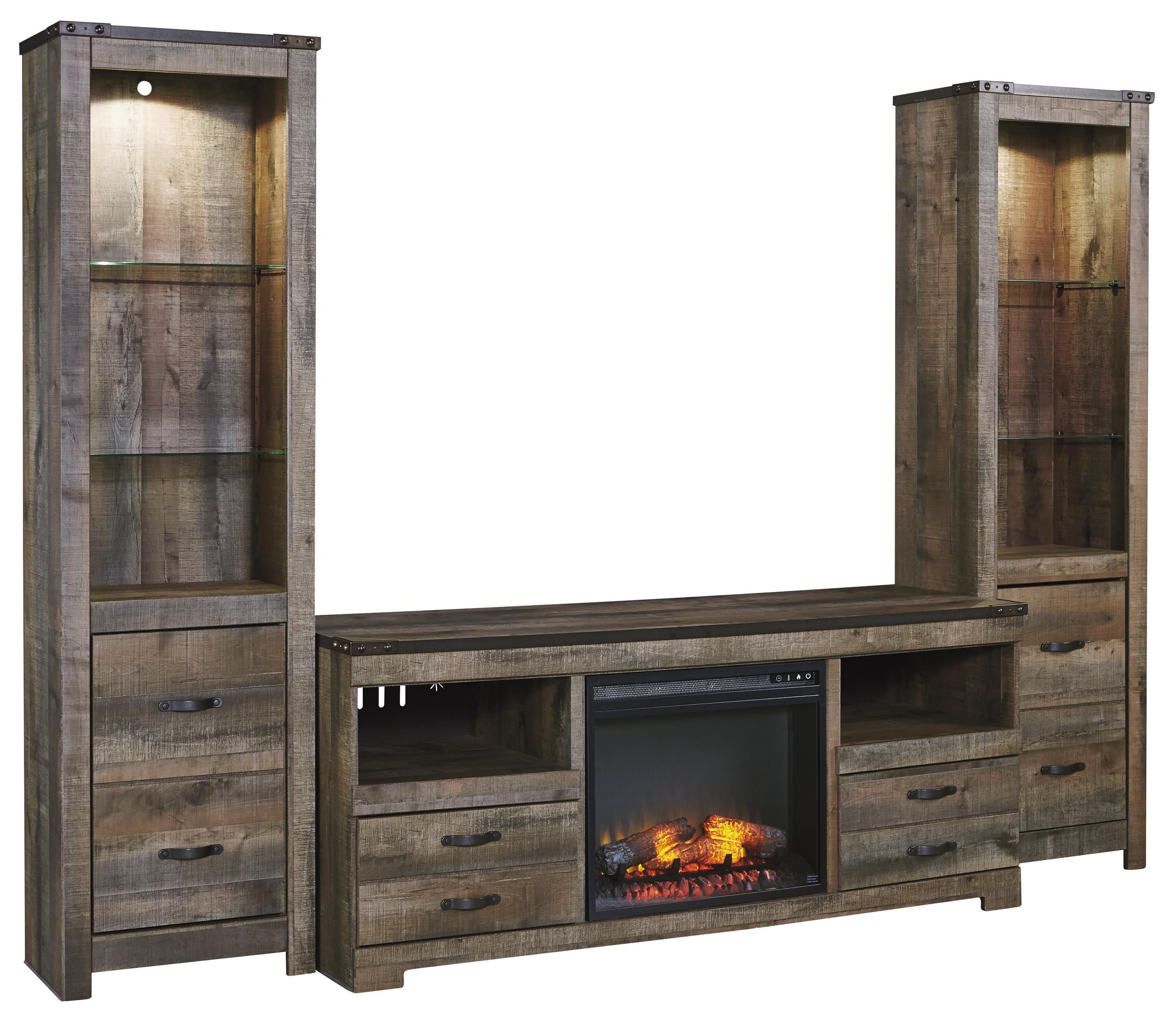 Ashley Signature Design Trinell Rustic Large Tv Stand W Within Rustic Corner Tv Stands (Photo 15 of 15)
