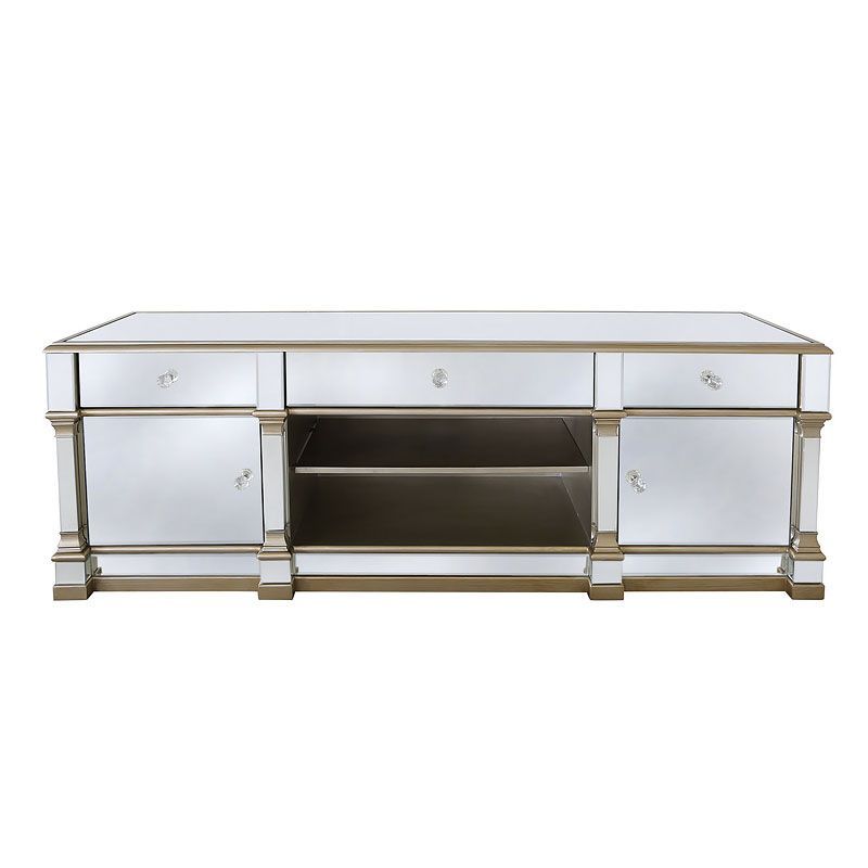 Athens Gold Mirrored Tv Entertainment Stand – Large In Throughout Fitzgerald Mirrored Tv Stands (Photo 1 of 15)