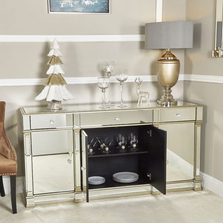 Athens Gold Mirrored Tv Entertainment Stand – Large (with With Loren Mirrored Wide Tv Unit Stands (View 8 of 15)