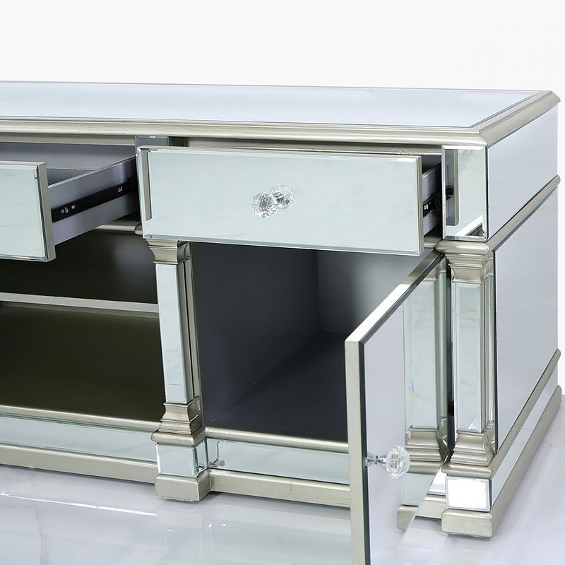 Athens Silver Mirrored Tv Entertainment Stand – Large Inside Shiny Tv Stands (View 5 of 15)