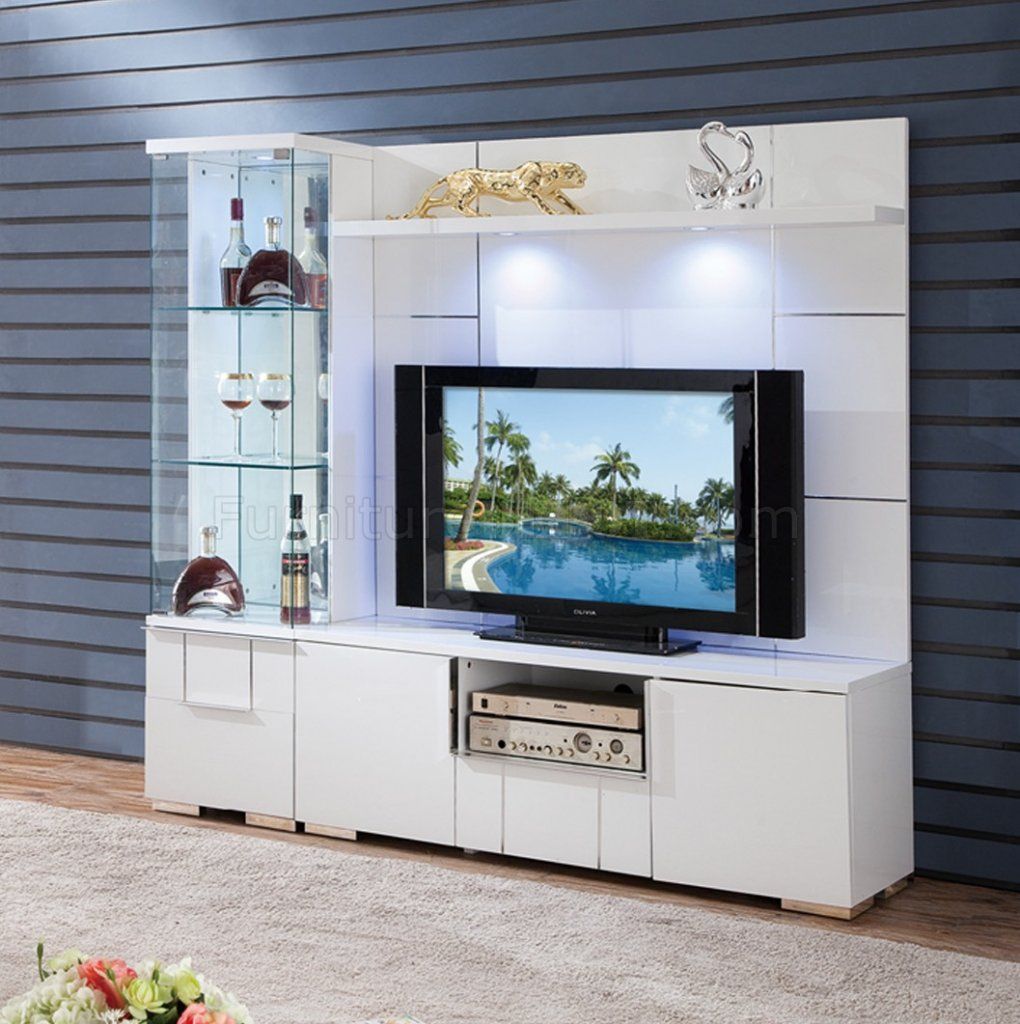 Av291 55 Tv Stand In White High Glosspantek W/options Intended For Opod Tv Stand White (View 4 of 15)