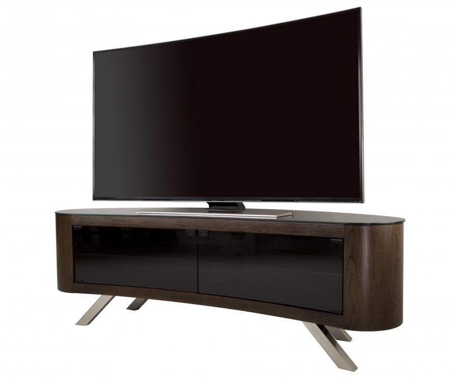 Avf Bay Curved Tv Stand In Walnut With Tv Stands With Rounded Corners (Photo 1 of 15)