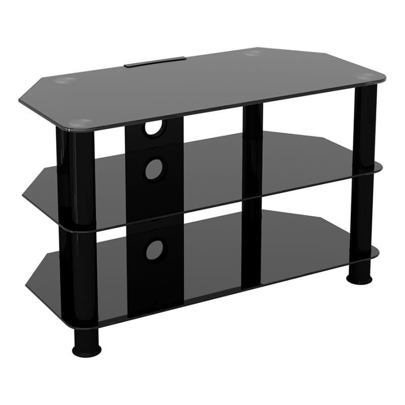 Avf Group Classic Corner Glass Tv Stand With Cable With Corner Tv Stands For Tvs Up To 43" Black (View 1 of 15)