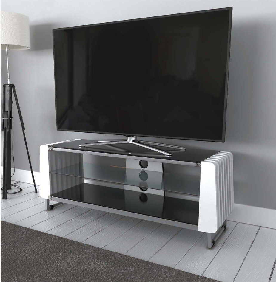 Avf Grv1250a White Options Groove Tv Stand For Up To 55 Throughout Spellman Tv Stands For Tvs Up To 55" (View 2 of 15)