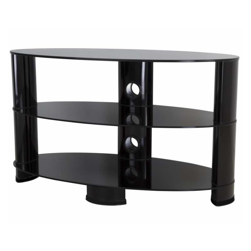 Avf Oval Black Glass 42 Inch Tv Stand (glossy Black Inside Black Oval Tv Stand (View 3 of 15)