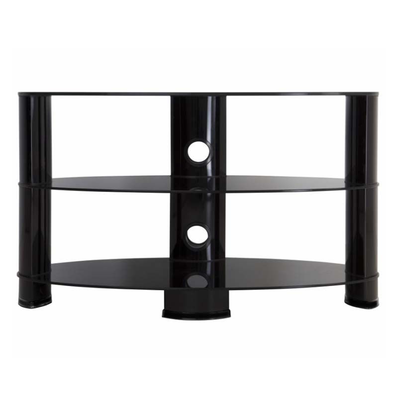 Avf Oval Black Glass 42 Inch Tv Stand (glossy Black Regarding White Gloss Oval Tv Stands (Photo 13 of 15)