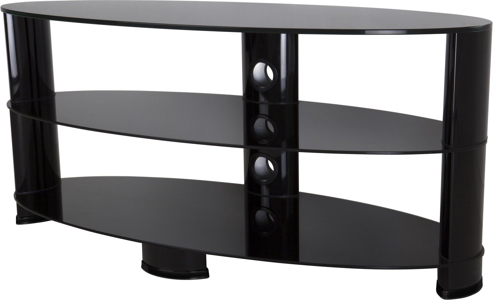 Avf Ovl1200bb Oval Glass Tv Stand For Tvs Up To 55 Inch Within Glass Shelves Tv Stands For Tvs Up To 50" (Photo 6 of 15)