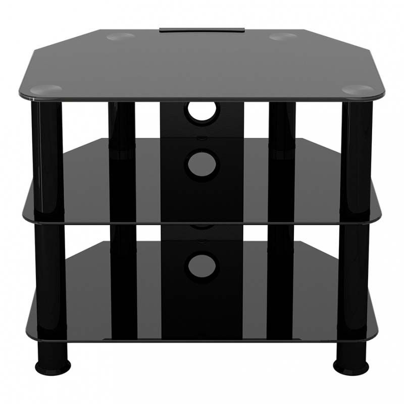 Avf Sdc Series Black Glass 32 Inch Corner Tv Stand (black With Regard To 32 Inch Tv Stands (View 1 of 15)