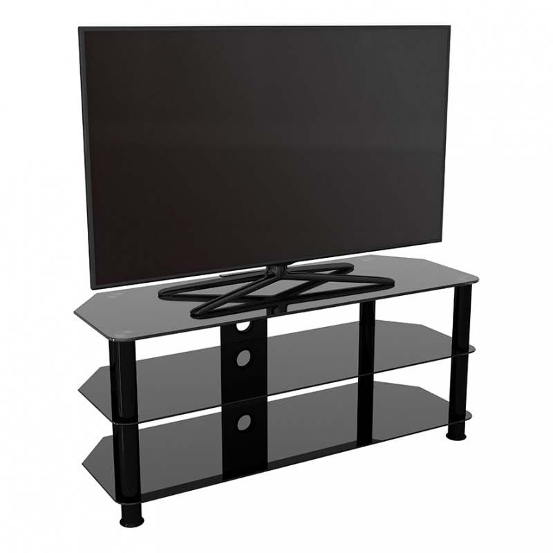 Avf Sdc Series Black Glass 55 Inch Corner Tv Stand (black For Black Glass Tv Stands (View 5 of 15)