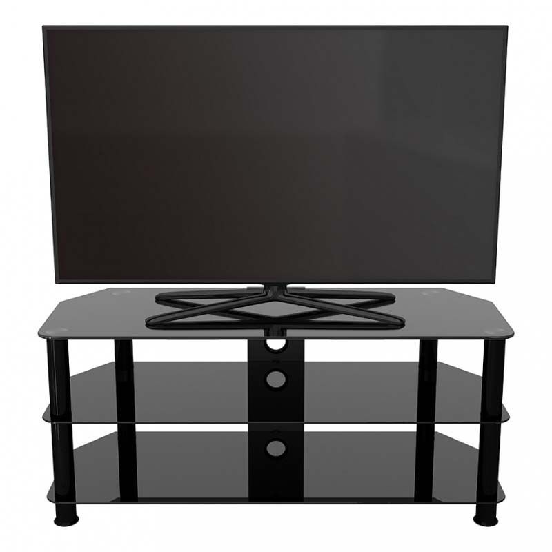Avf Sdc Series Black Glass 55 Inch Corner Tv Stand (black Intended For Corner 55 Inch Tv Stands (View 15 of 15)