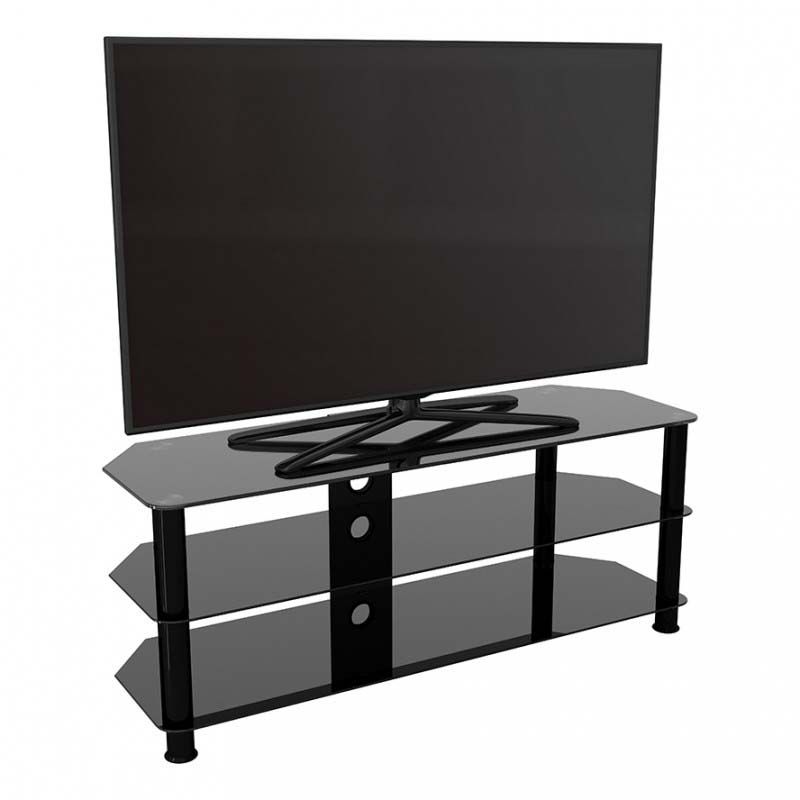 Avf Sdc Series Black Glass 60 Inch Corner Tv Stand (black Intended For Black Glass Tv Cabinet (View 4 of 15)