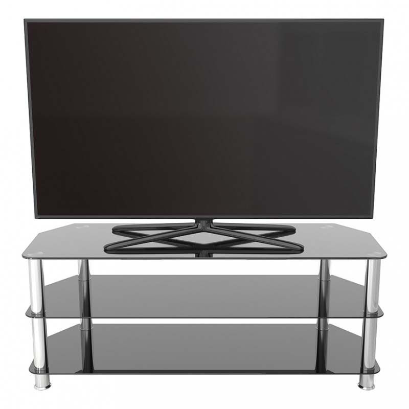 Avf Sdc Series Black Glass 60 Inch Corner Tv Stand (chrome Throughout Black Corner Tv Stands For Tvs Up To  (View 13 of 15)