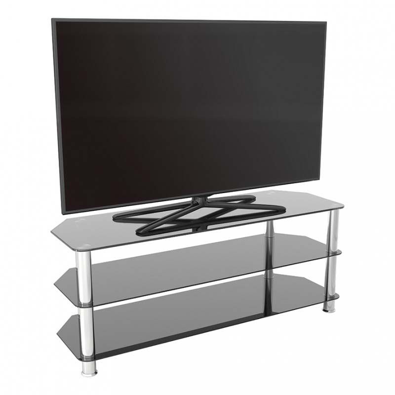 Avf Sdc Series Black Glass 60 Inch Corner Tv Stand (chrome Throughout Tv Stands Rounded Corners (View 10 of 15)