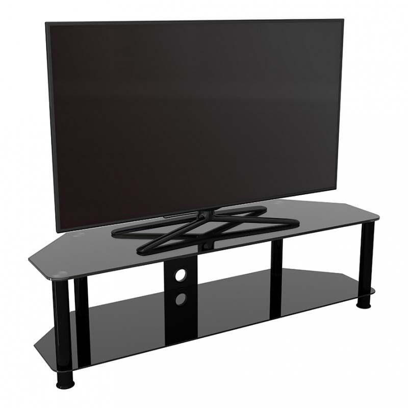 Avf Sdc Series Black Glass 65 Inch Corner Tv Stand (black Pertaining To Dillon Black Tv Unit Stands (View 12 of 15)