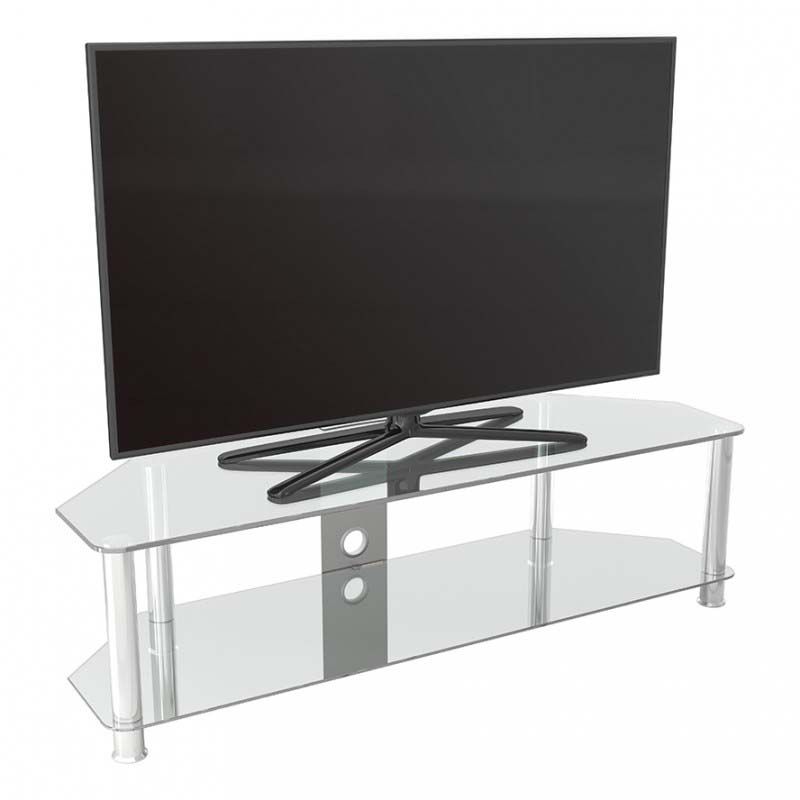 Avf Sdc Series Clear Glass 65 Inch Corner Tv Stand (chrome Within Avf Tv Stands (View 4 of 15)