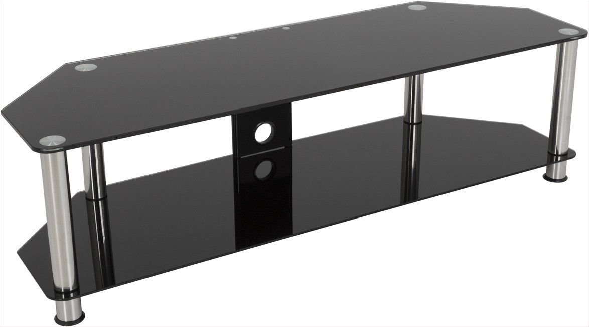 Avf Sdc1400cm Universal Black Glass And Chrome Legs Tv With Glass Shelves Tv Stands For Tvs Up To 50" (View 13 of 15)
