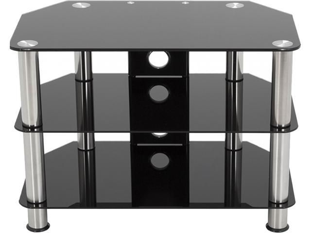 Avf Sdc800cm A Up To 42" Chrome Effect / Black Glass With Regard To Avf Group Classic Corner Glass Tv Stands (Photo 1 of 15)