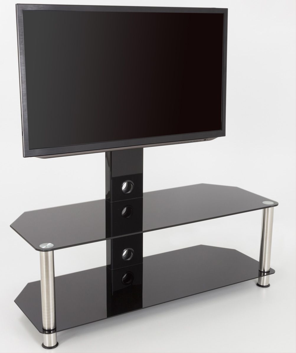 Avf Sdcl1140 Universal Black Glass And Chrome Legs Inside Glass Shelves Tv Stands For Tvs Up To 65" (View 5 of 15)