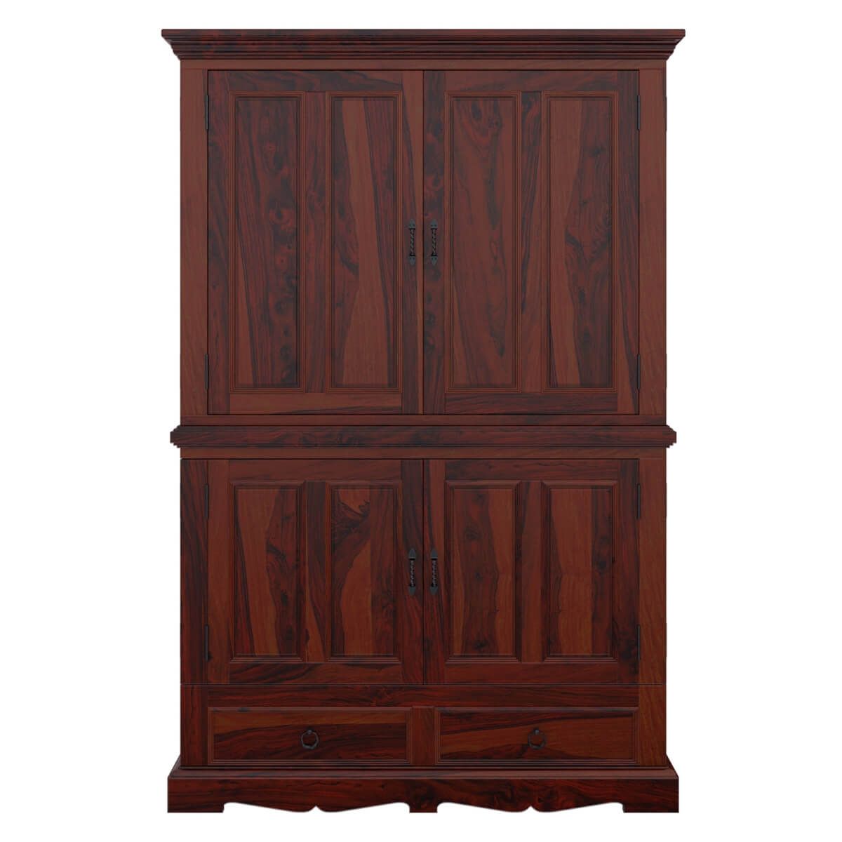 Avon 4 Door Large Solid Wood Media Tv Armoire With Drawers With Regard To Wood Tv Armoire (Photo 9 of 15)
