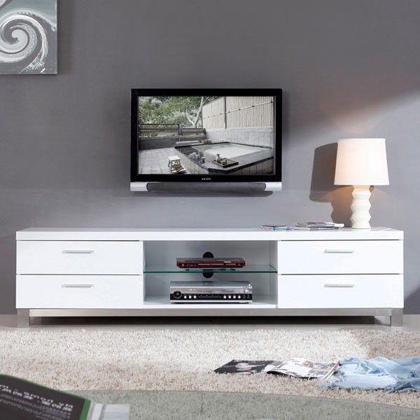 B Modern – Promoter 79" High Gloss White Tv Stand – Bm 120 In Modern White Lacquer Tv Stands (View 9 of 15)