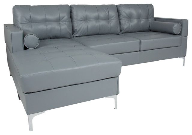 Back Sectional With Left Side Facing Chaise And Bolster With Regard To Element Right Side Chaise Sectional Sofas In Dark Gray Linen And Walnut Legs (View 14 of 15)