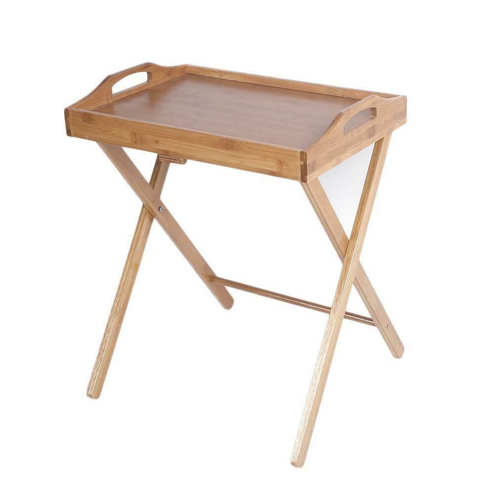 Bamboo Folding Wood Tv Tray Dinner Table Coffee Stand Regarding Folding Tv Tray Sets With Storage Stands (View 2 of 15)