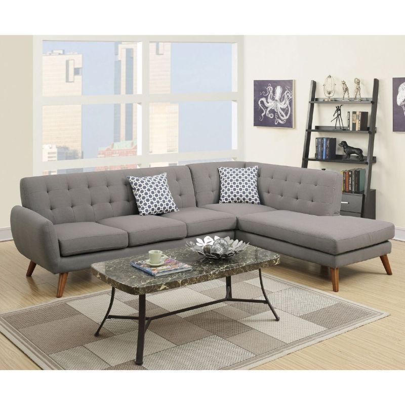 Barclay 4 Seat Linen Fabric Sofa Chaise Light Grey In 2020 Pertaining To 2pc Crowningshield Contemporary Chaise Sofas Light Gray (Photo 3 of 15)