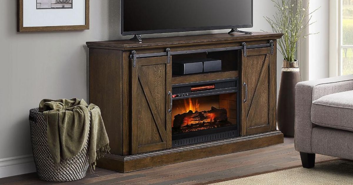 Barn Door Fireplace Tv Stand Only $199.99 Shipped On Bjs Regarding Bjs Tv Stands (Photo 13 of 15)