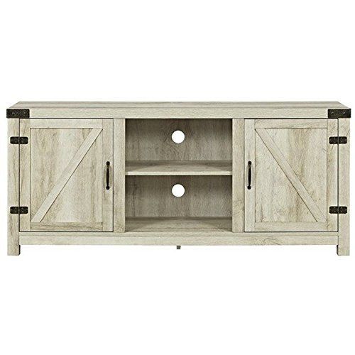 Barn Door Tv Stand In White Oak Walker Edison Furniture C Inside Jaxpety 58" Farmhouse Sliding Barn Door Tv Stands In Rustic Gray (View 9 of 15)